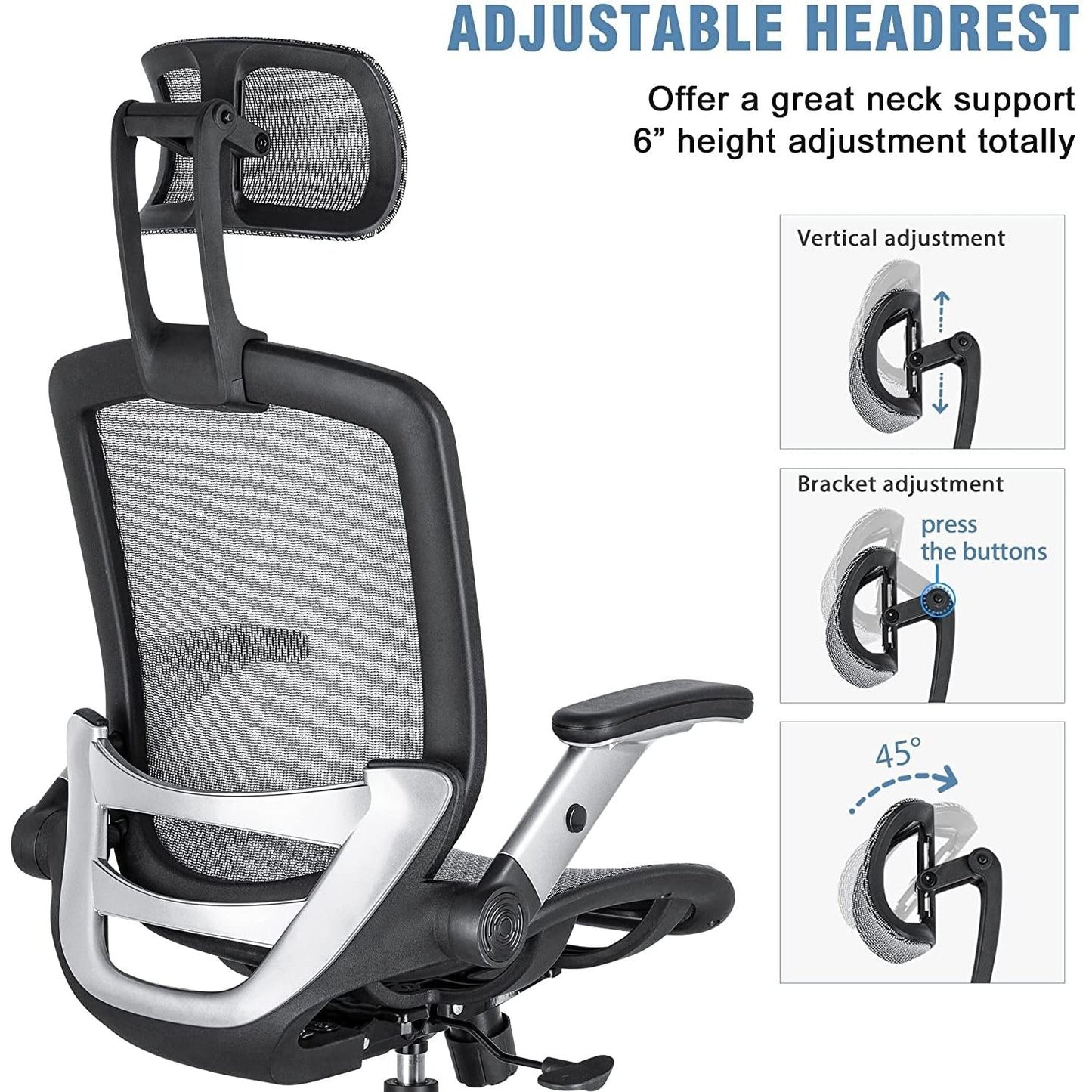 Ergonomic Adjustable High Back Mesh Office Chair Grey