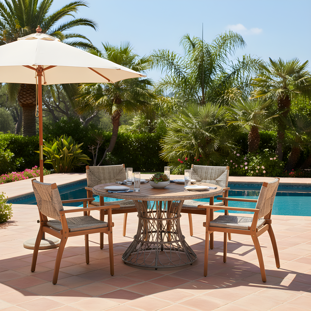 Durable Outdoor Dining Chair with Acacia Wood Frame