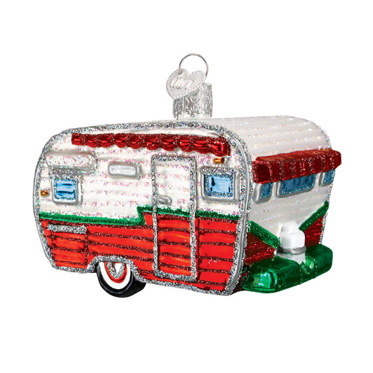 Travel Trailer Glass Ornament