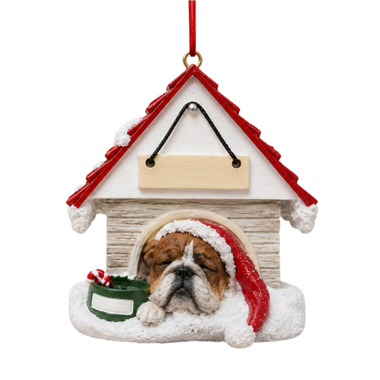 Ceramic Doghouse Ornament - Bulldog
