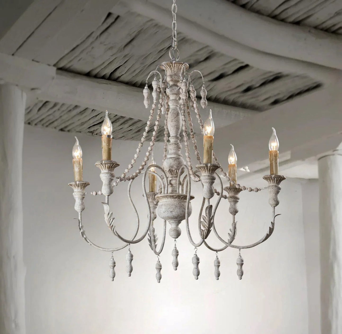 Billiter 6 Light Wood Gray Chandelier