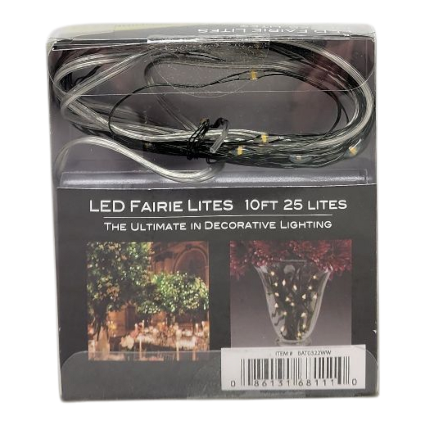 10' Battery Operated 25-Light Warm White Fairy LED Green Wire Light Set