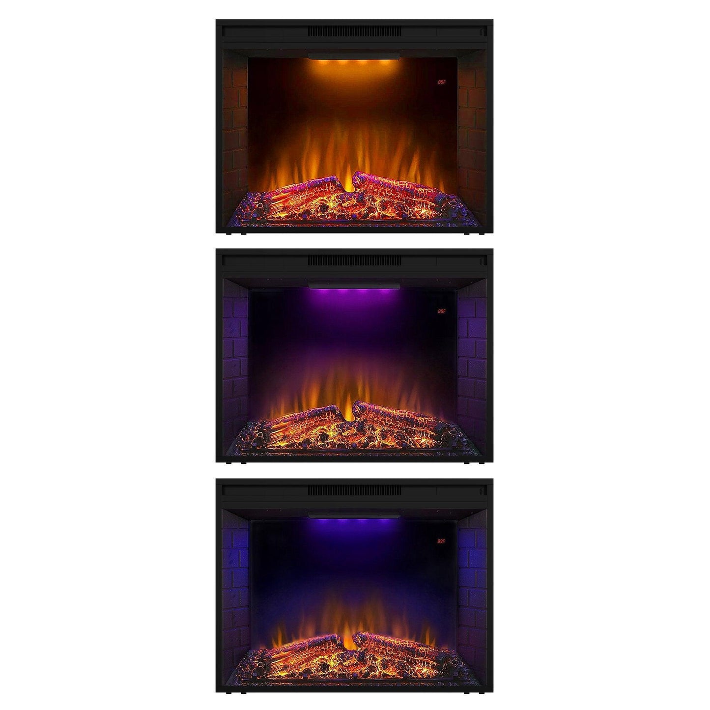 Black Electric Fireplace Heater Insert with Overheating Protection and Remote Control