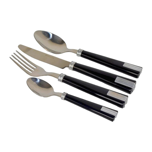 Modern Black Stainless Steel Flatware Set, 24-Piece