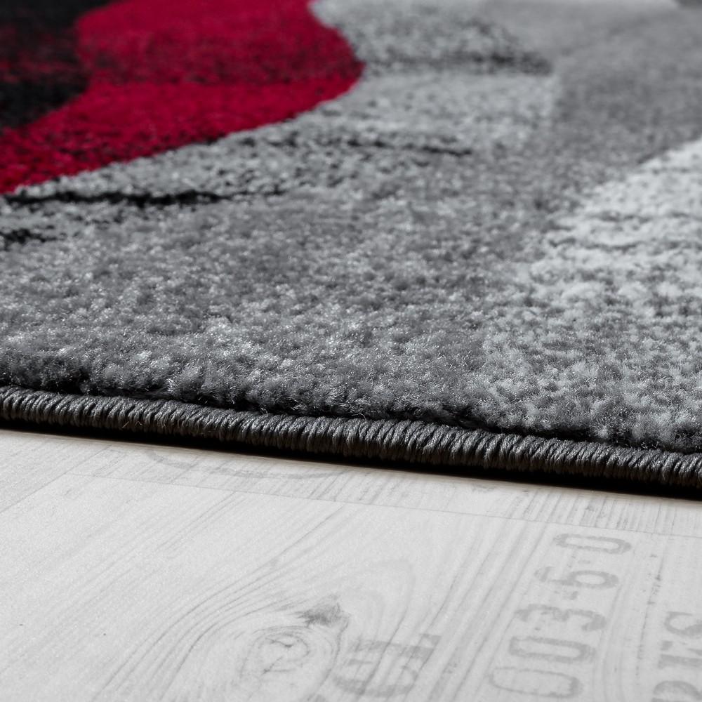 Black Red Grey Designer Rug Modern Wave Effect