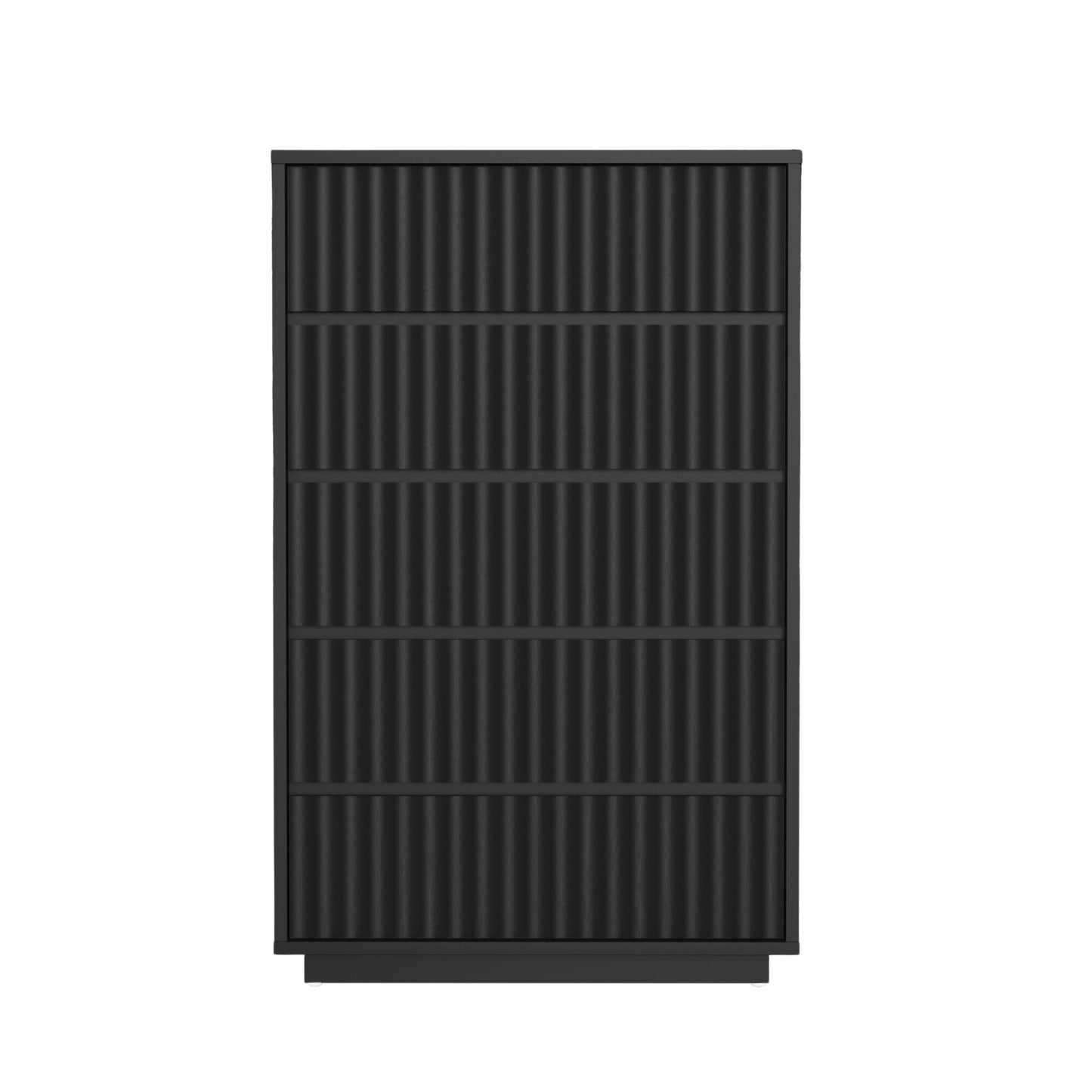 Blanca Chest, Black, a stylish 5 drawer chest featuring a unique scalloped design and crafted from Mahogany wood.