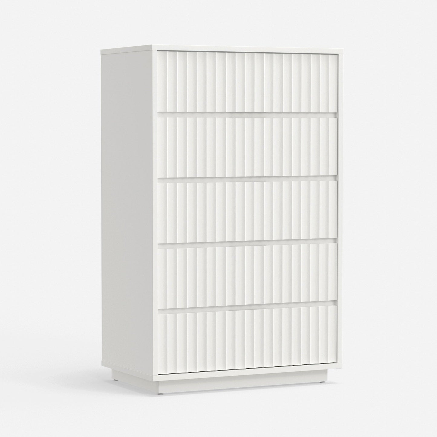 Blanca Chest, White, elegant 5 drawer chest handcrafted from Mahogany with scalloped details.