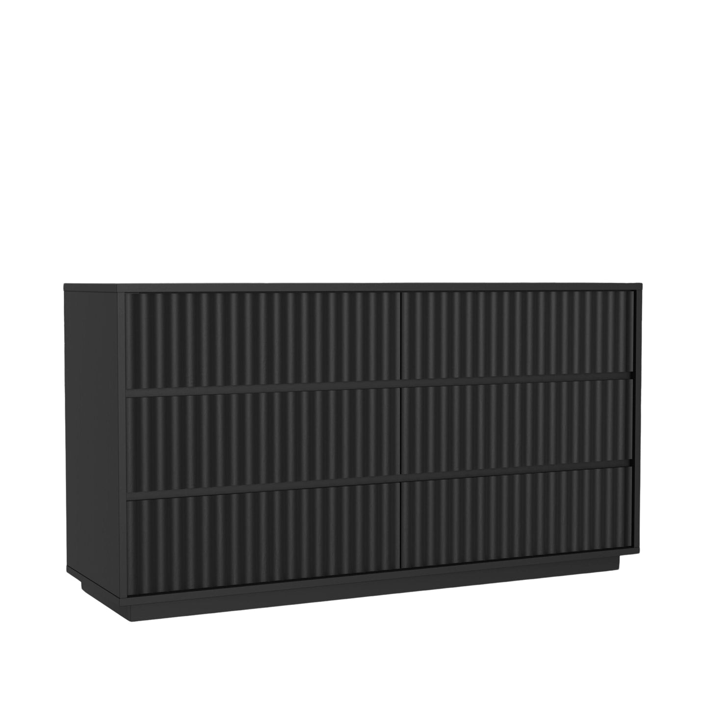 Blanca Dresser, Black with scalloped design and six spacious drawers, handcrafted from Mahogany wood.