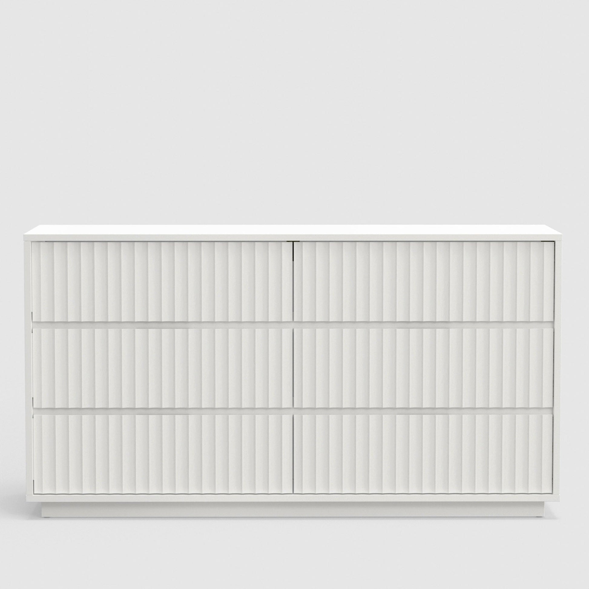 Blanca Dresser, White, 6 Drawer Dresser with scalloped design detail and crafted from Mahogany wood.