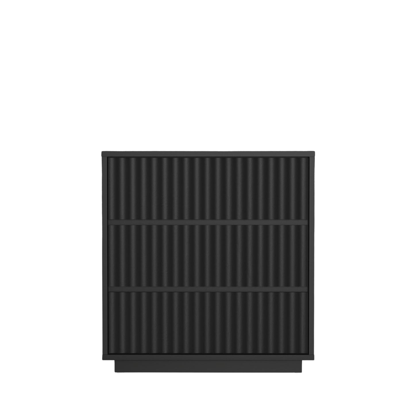 Blanca Small Chest in black with scalloped drawer front design, handmade from Mahogany wood, elegant furniture piece.