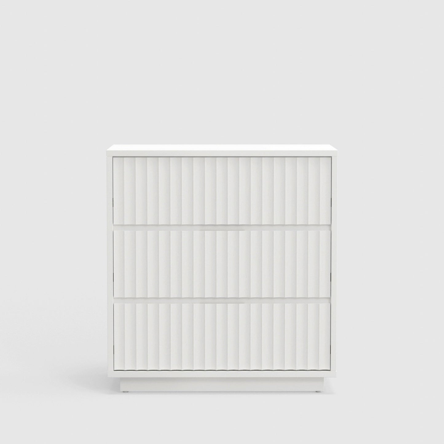 Blanca Small Chest, White, 3 drawer small chest with scalloped front detail and crafted from Mahogany wood.