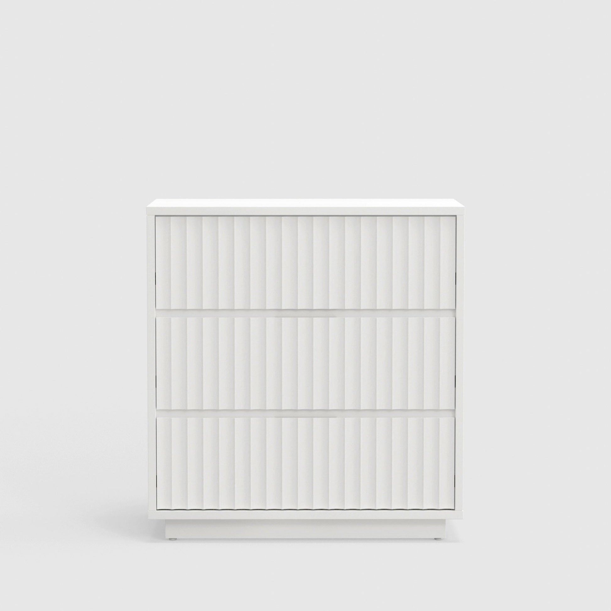 Blanca Small Chest, White, 3 drawer small chest with scalloped front detail and crafted from Mahogany wood.