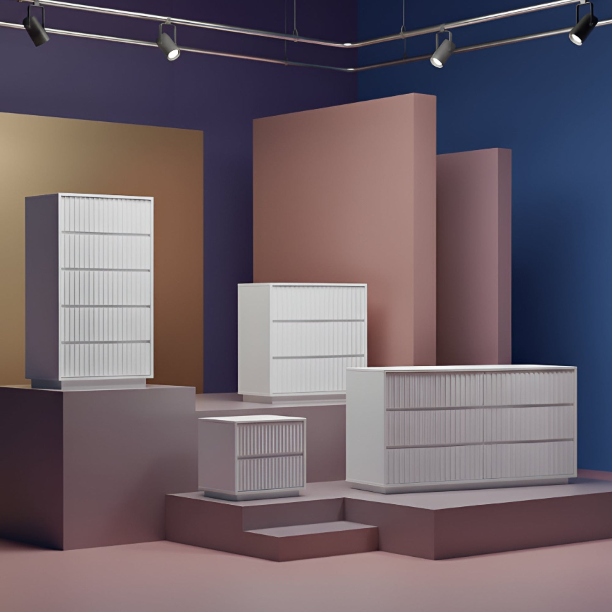 Blanca Small Chest in white finish, showcasing elegant design and craftsmanship in a stylish modern setting.