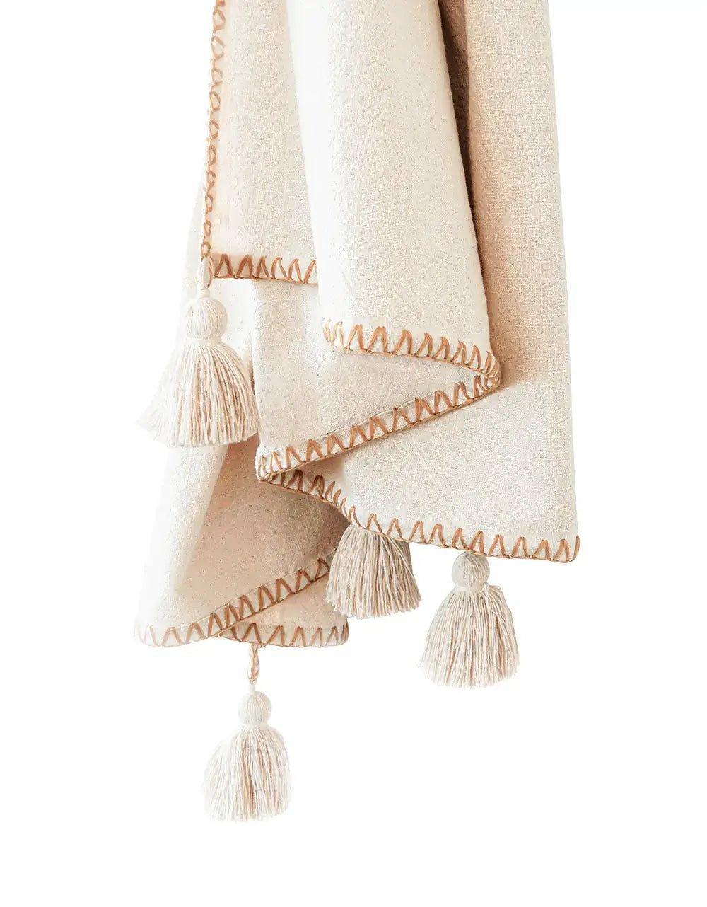 Blanket Stitch Throw with Tassels