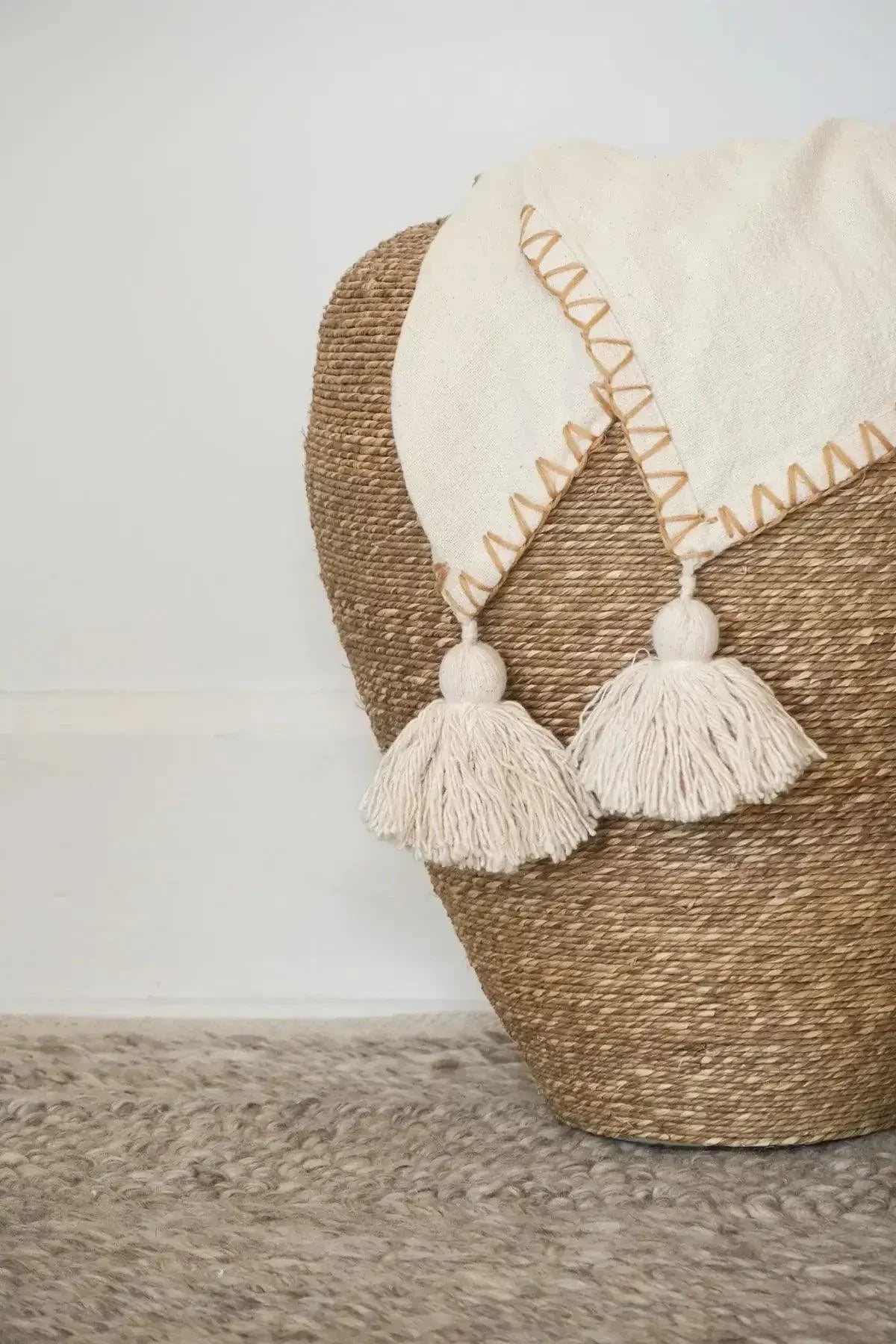 Blanket Stitch Throw with Tassels