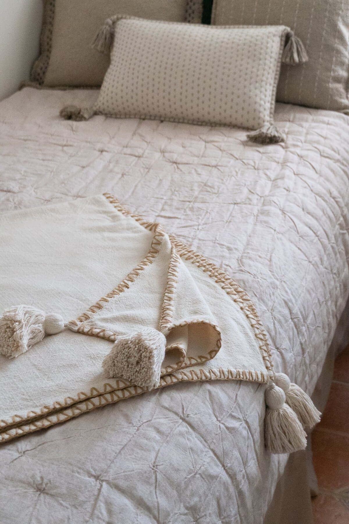 Blanket Stitch Throw with Tassels