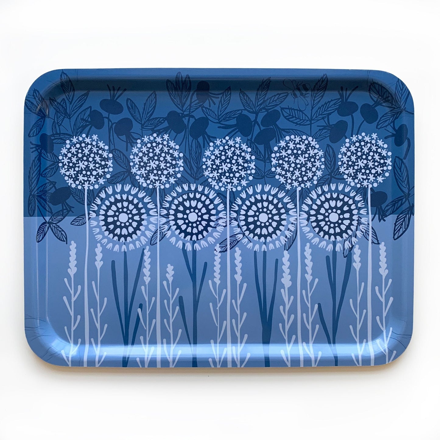 Bloom in Blue Tray | wood and melamine | 17" x 13" | Sweetgum