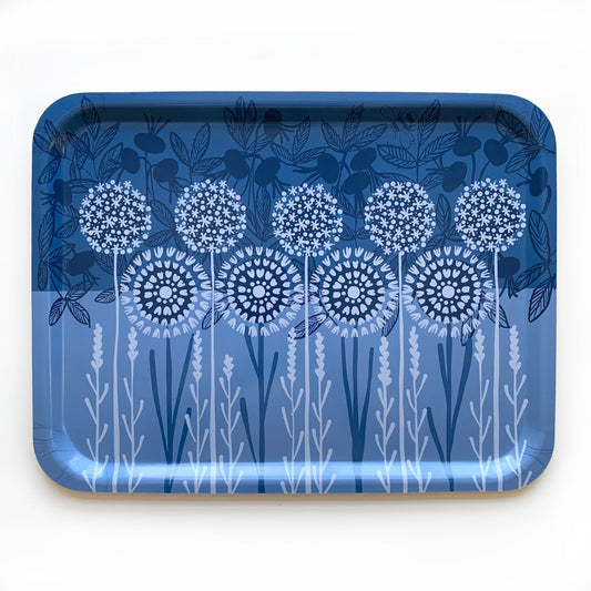 Bloom in Blue Tray | wood and melamine | 17" x 13" | Sweetgum