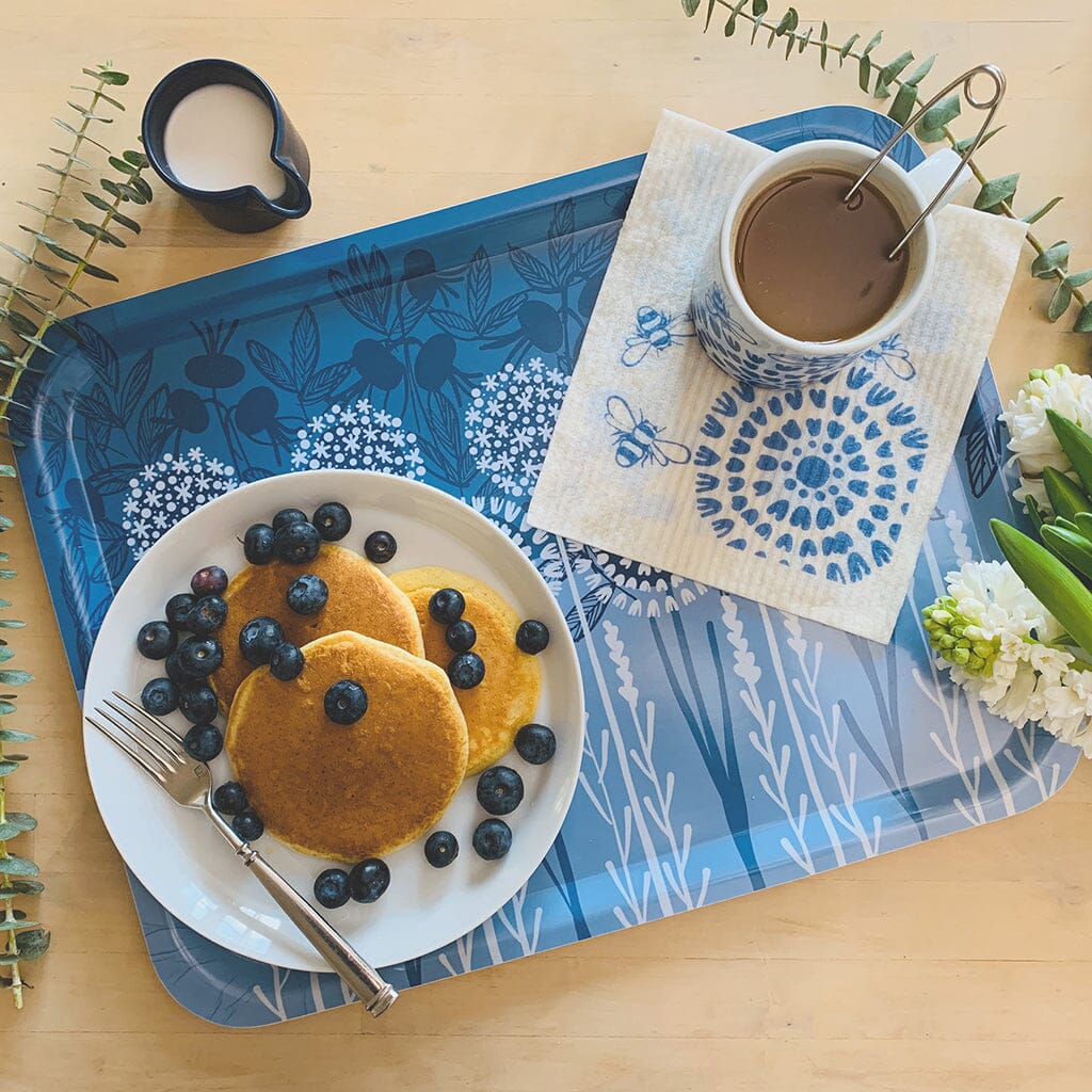 Bloom in Blue Tray | wood and melamine | 17" x 13" | Sweetgum
