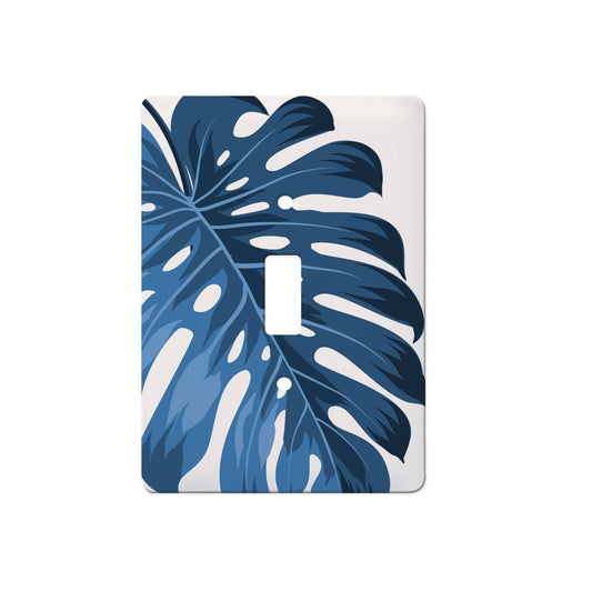 Blue Monstera Ceramic Single Switch Wall Floater Plate