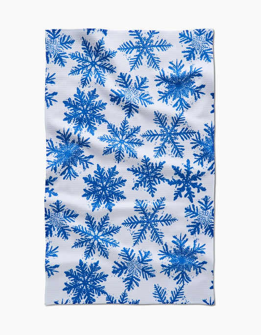 Snowy Days Blue Geometry Tea Towel