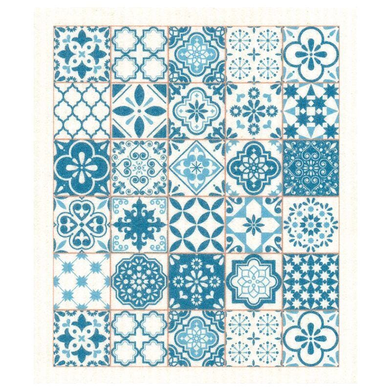 Blue & White Mediterranean Tile Swedish Dishcloth | Summer