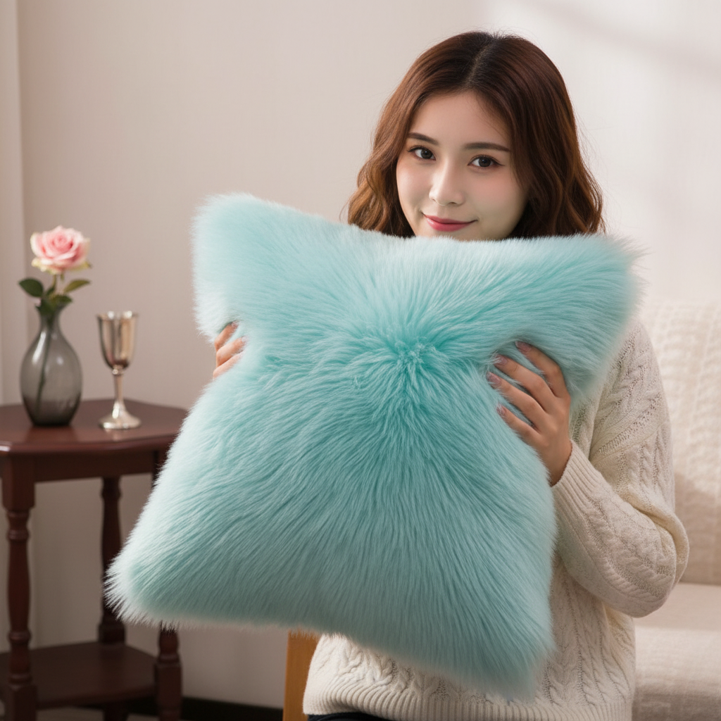 Luxury Faux Fur Throw Pillow | 6 Bold & Neutral Colors | Insert Included 3 sizes