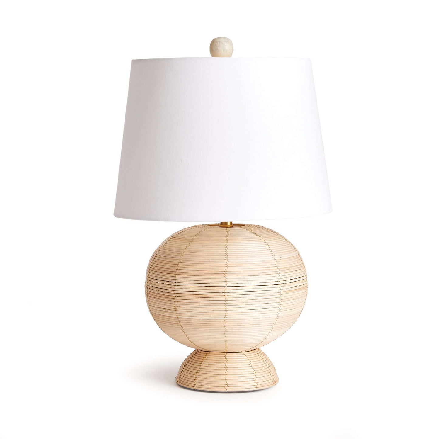 Boho Globe Rattan Lamp with Tapered White Shade