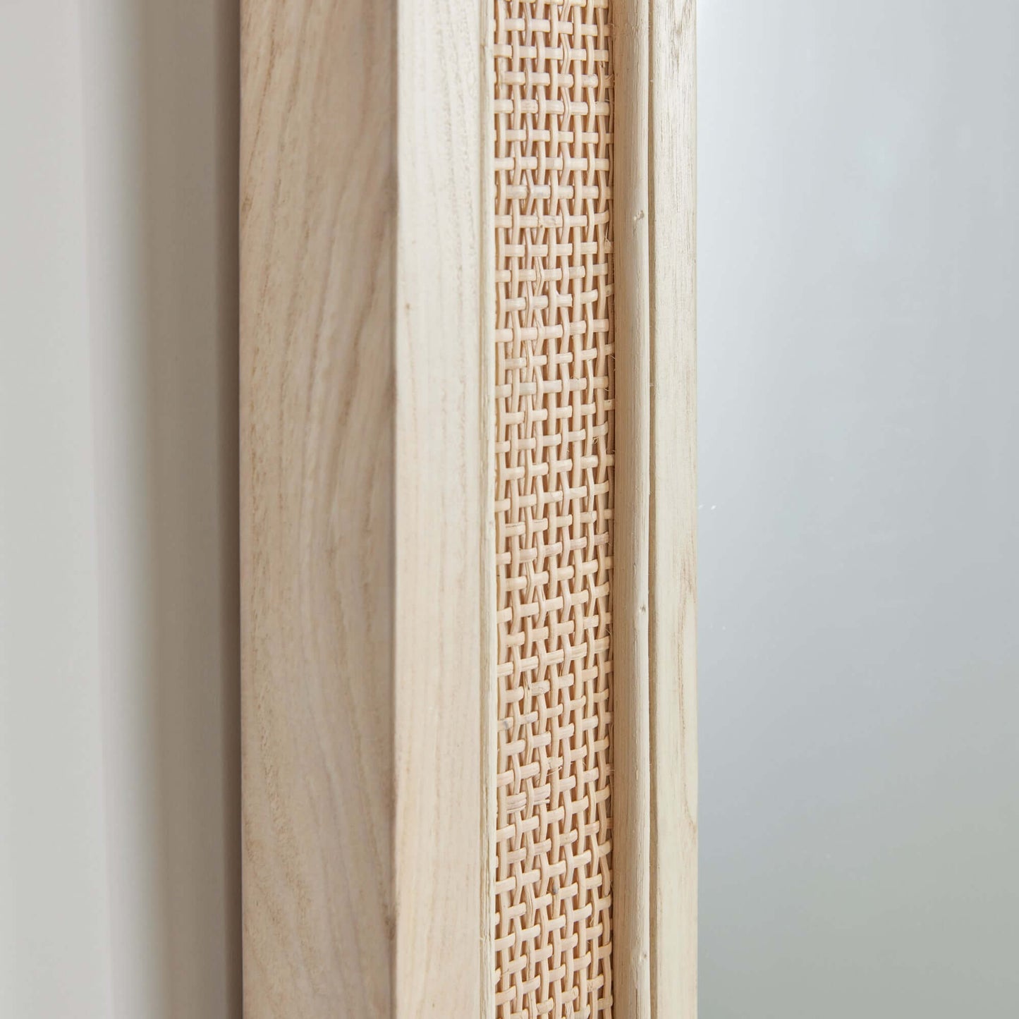 Boho Rattan Wall Mirror in Tall Arched Design