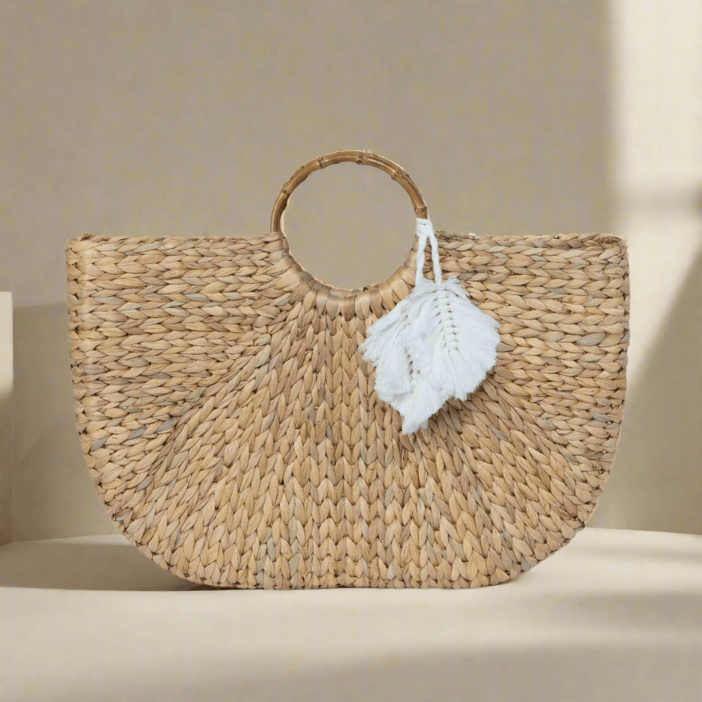 Boho Chic Handwoven Straw Tote Bag