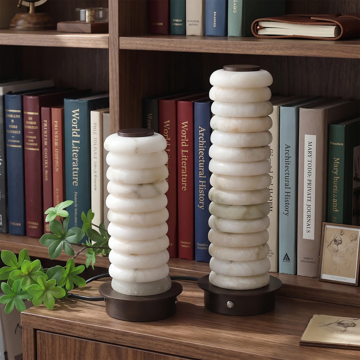 Multi-Tiered Alabaster Table Lamp