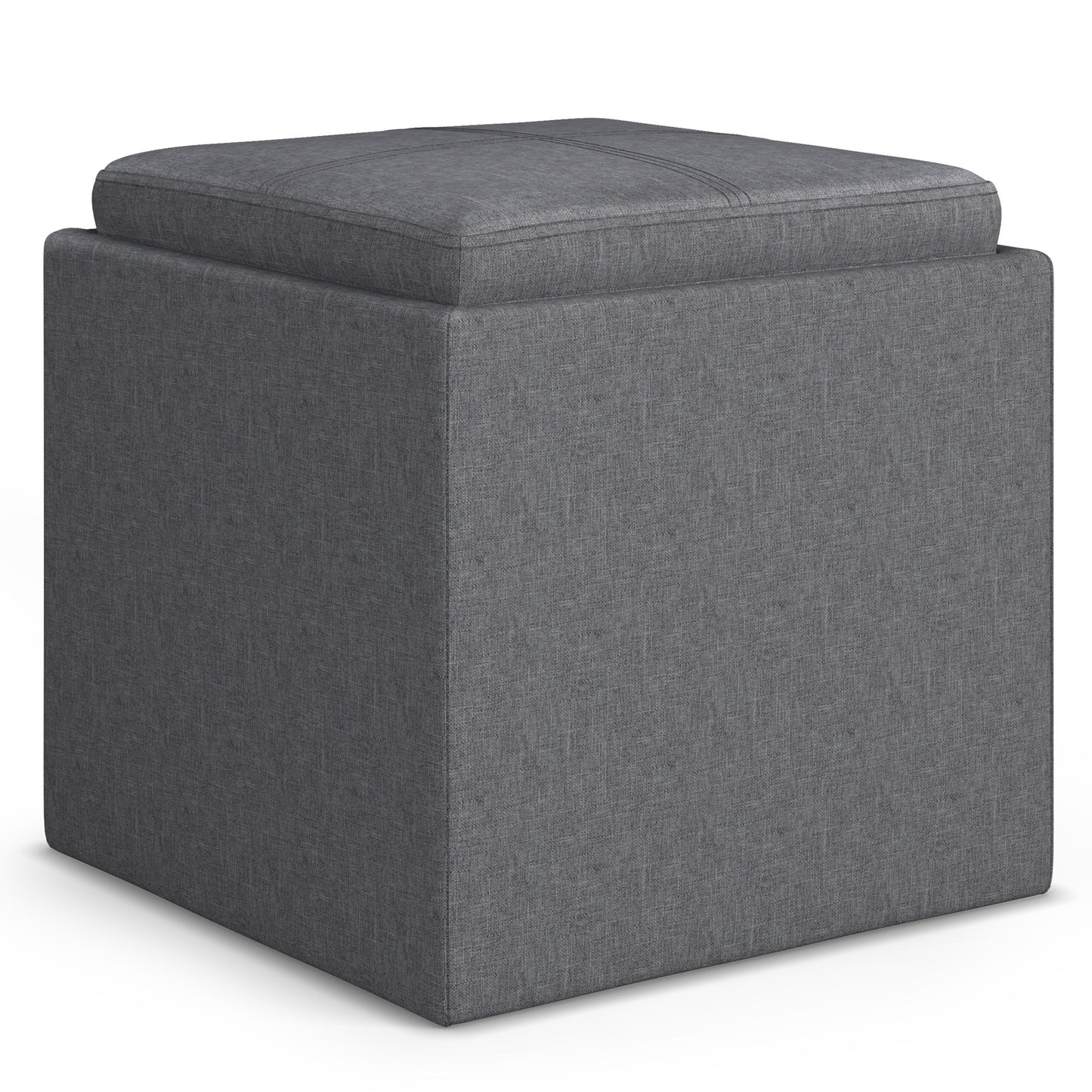 Rockwood 17 Inch Wide Cube Storage Ottoman with Tray