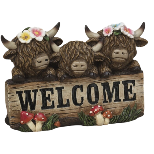 Welcome Highland Cattle Figurine