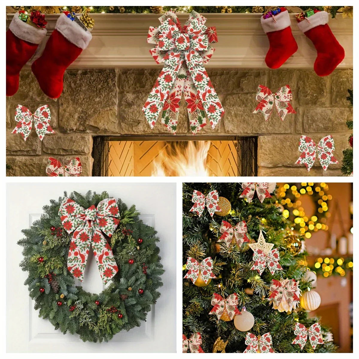 Burlap Christmas Ribbons with Wired Edge for Crafts