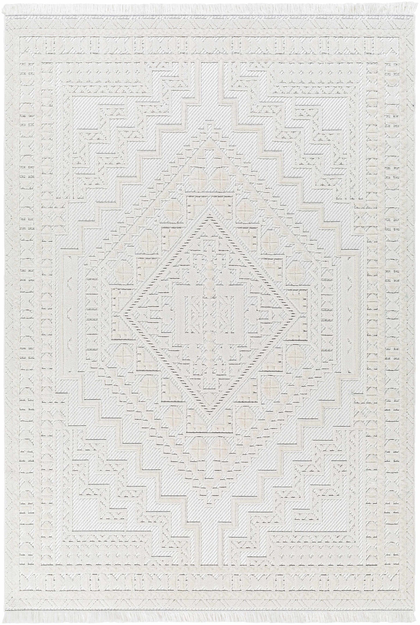 Alya White Fringe Rug