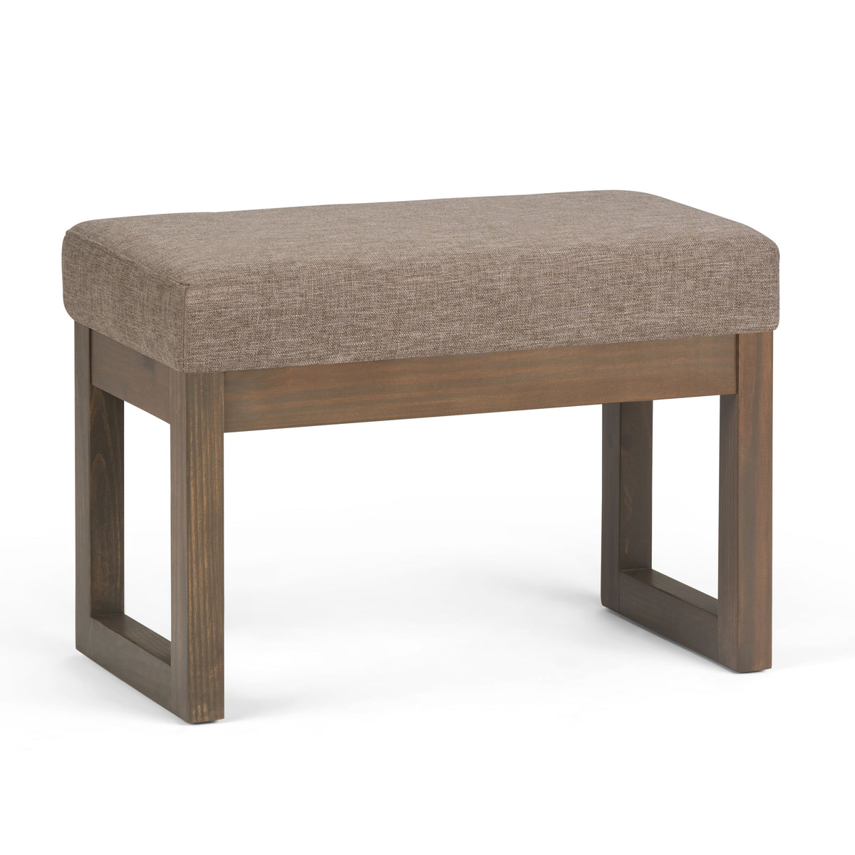 Milltown 27 Inch Wide Solid Wood Footstool Small Ottoman Bench in Fawn