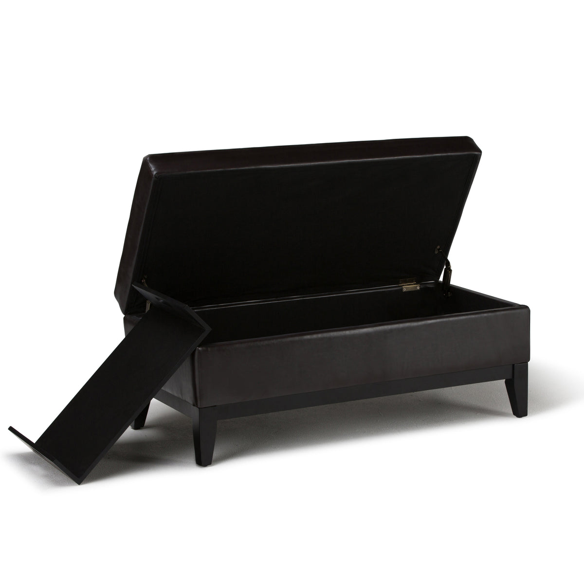 Oregon 42 Inch Wide Storage Ottoman Bench with Tray in Tanners