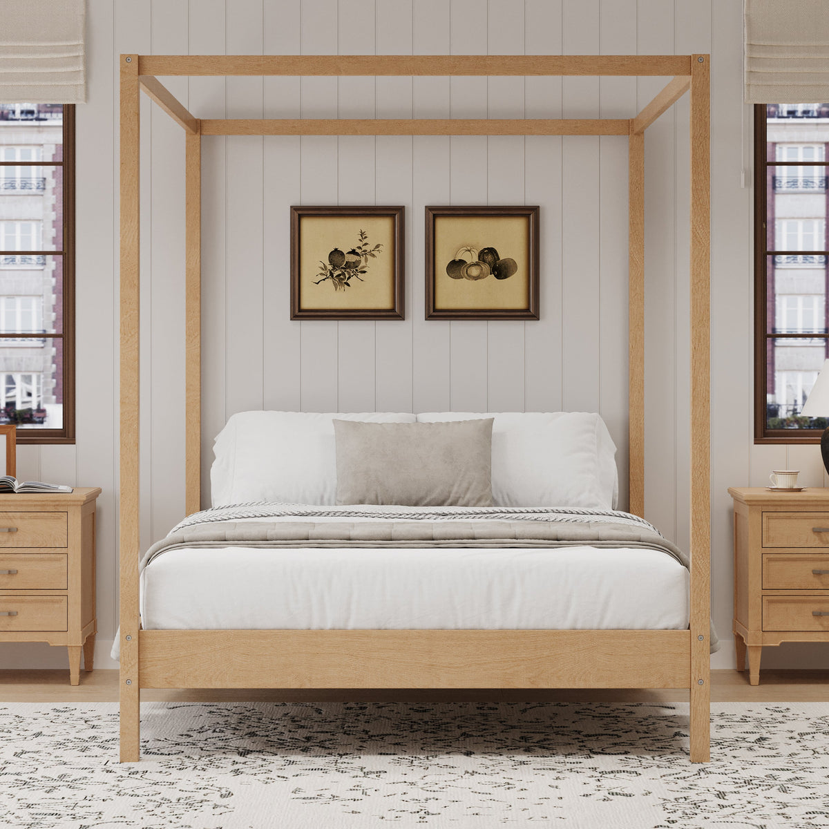 Solid Wood King Size Canopy Bed Frame