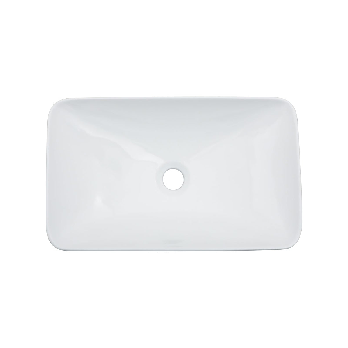 19"x12" White & Black Semi-Recessed Ceramic Bathroom Sink