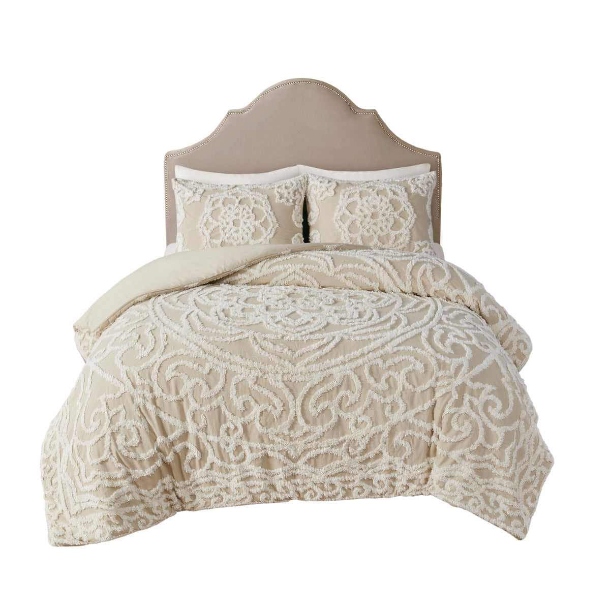 King/Cal King 3 Piece Tufted Cotton Duvet Cover Set