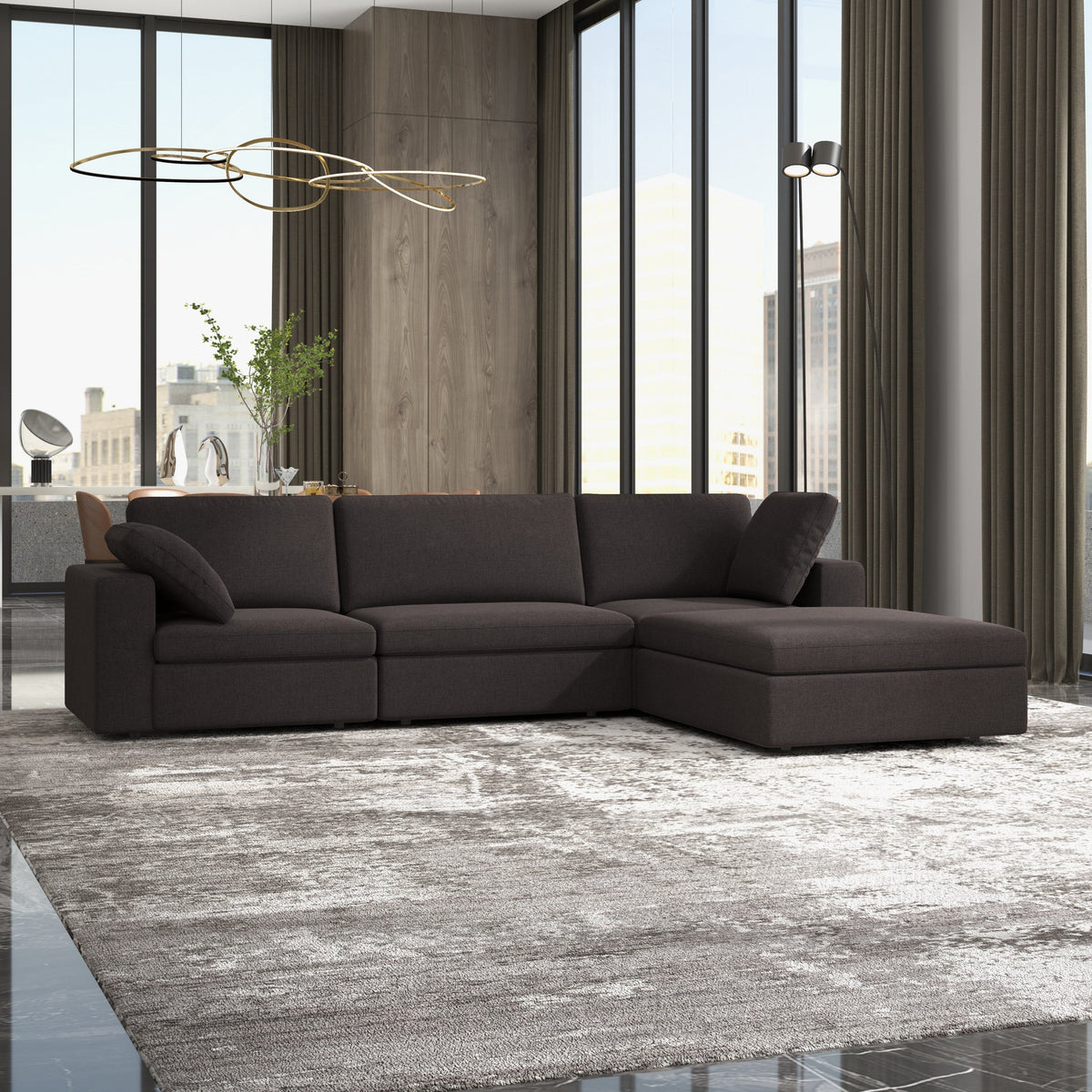 Cecilia Modular Corner Sectional Modern Fabric Sofa