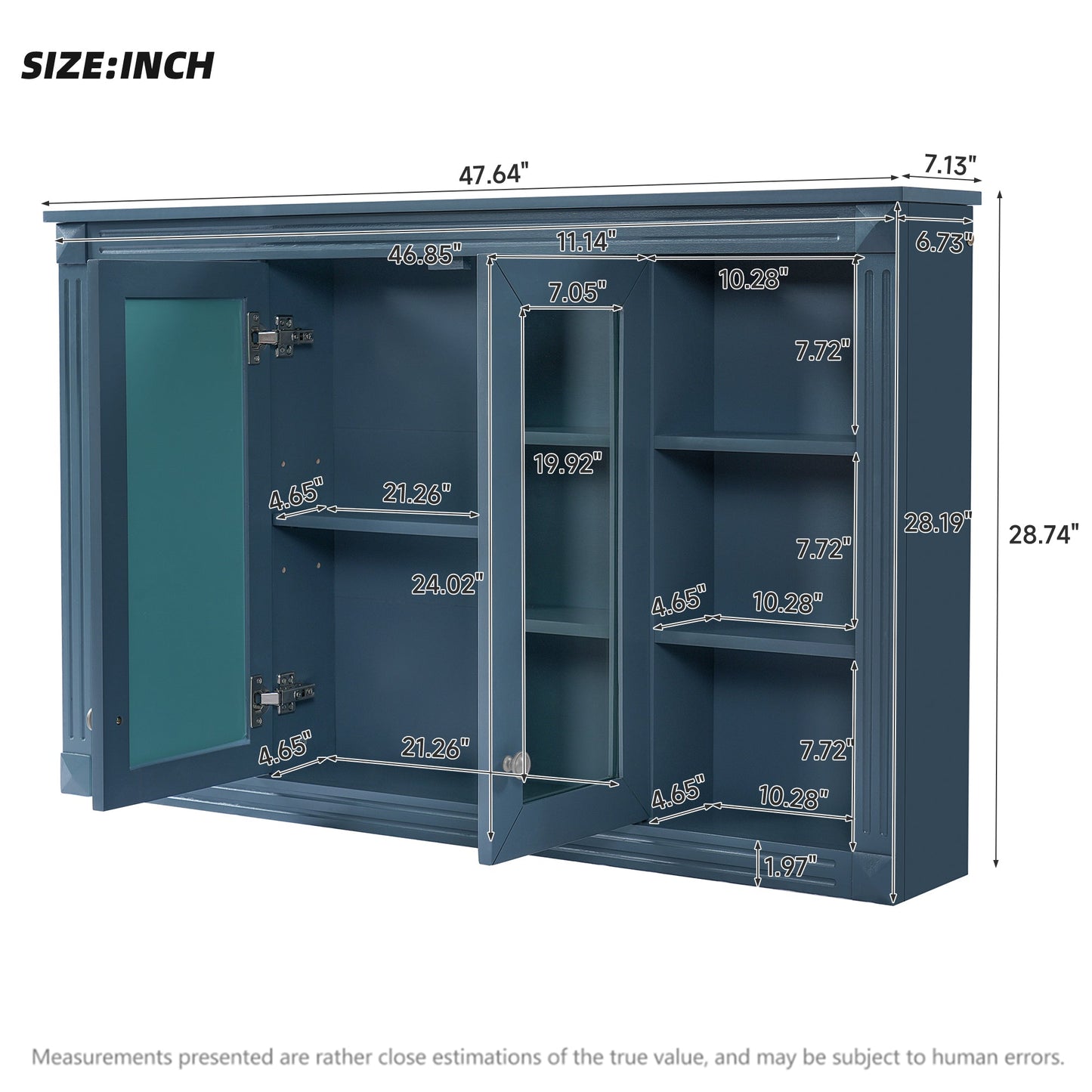 47 Inch Bathroom Mirror Cabinet with Storage