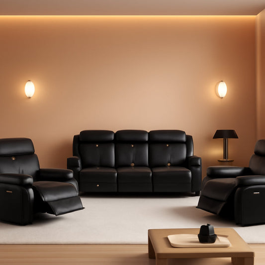 Power Recliner Sofa Set 3 Piece With Storage Black