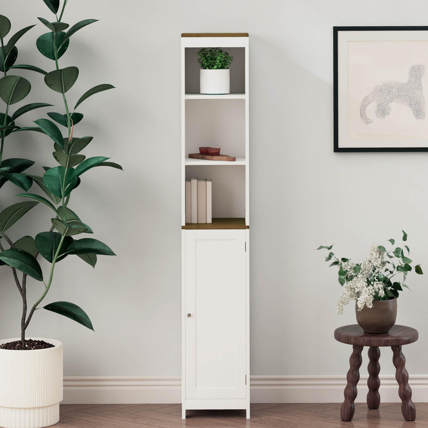 Tall Bathroom Storage Cabinet with Reversible Door