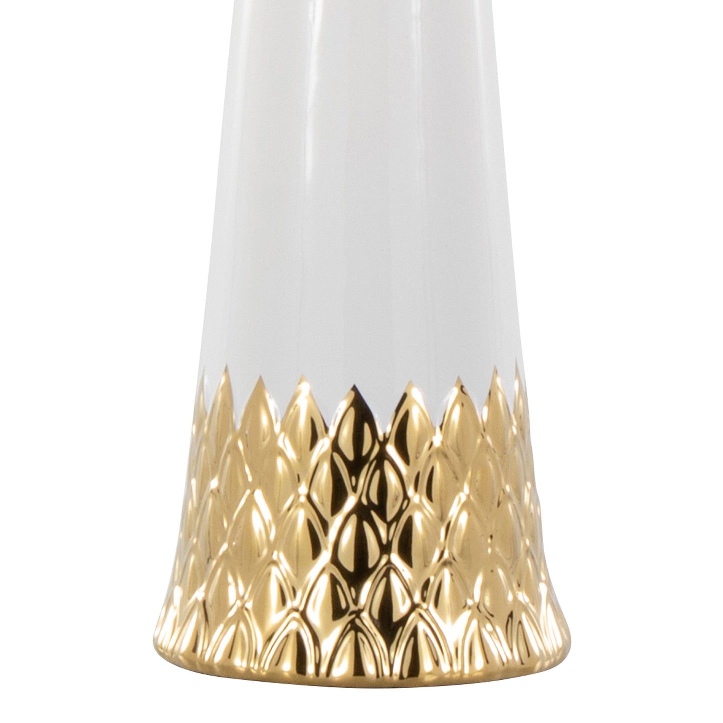 Penelope 22' Contemporary Ceramic Table Lamp with White & Gold Ceramic Body and White Shade by LumiSource