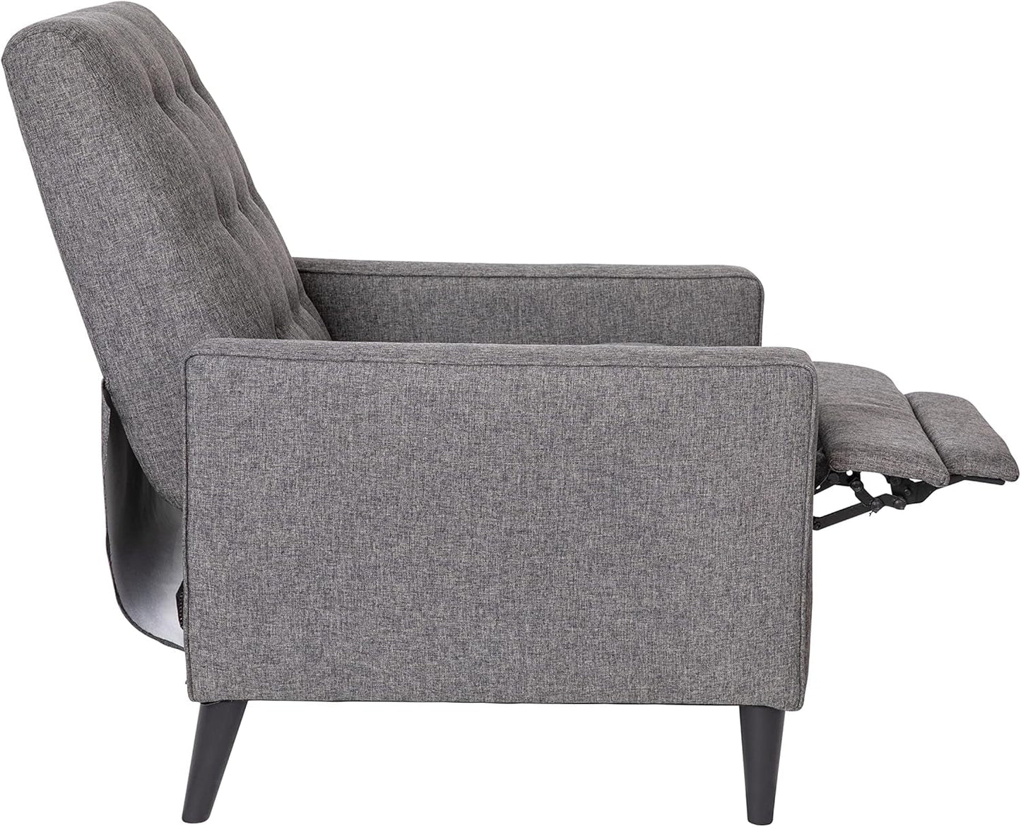 Ezra Pushback Recliner Gray Fabric Mid Century Modern