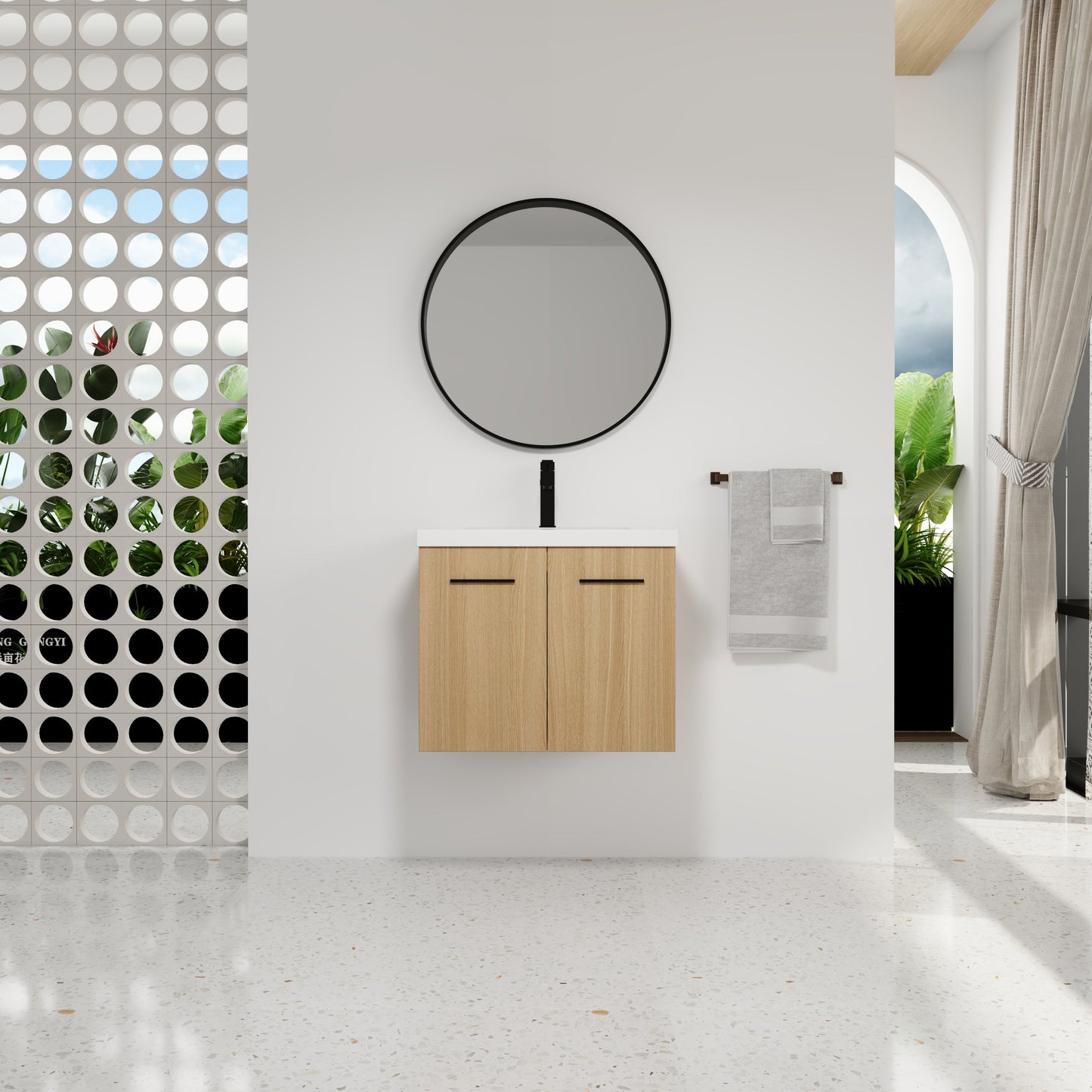 24" Floating Bathroom Vanity with Sink, Light