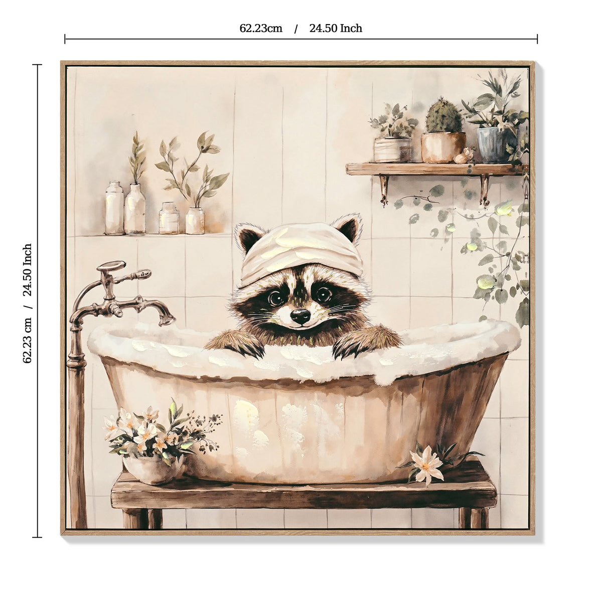 Raccoon Bathroom Canvas Wall Art