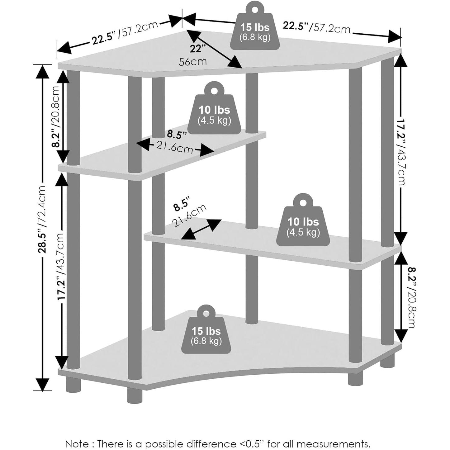 Turn N Tube Corner Shelf Americano Display Rack Bookshelf