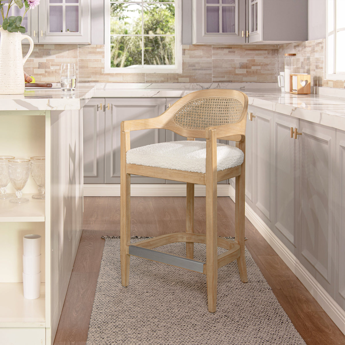 Americana Mid-Century Modern 26" Cane Back Counter Stool